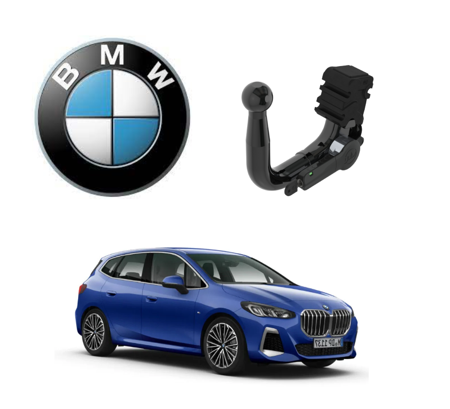 In questa immagine  troviamo la bellissima BMW serie 2 active tourer II sulla quale potrà essere montato il relativo gancio (SI AD-Blue e portellone mani libere - NO M-Sport, Ibrida e Plug-in ibrida ) rappresentato in foto. Si tratta di un gancio di traino estraibile verticale la quale installazione comporta un taglio necessario sul paraurti che tuttavia resta invisibile. Prezzo iva esclusa. Per ulteriori informazioni si prega di contattare il seguente numero 3791116395 (anche via Whatsapp)