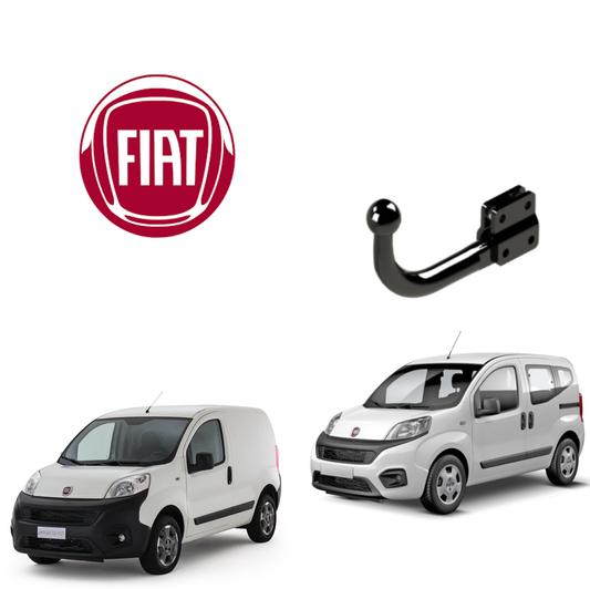 In questa immagine troviamo i bellissimi Fiat Qubo e Fiat Fiorino sui quali potrà essere montato il relativo gancio (compatibile anche con Trakking - NO Metano) rappresentato in foto. Si tratta di un gancio di traino fisso la quale installazione comporta un taglio necessario sul paraurti che tuttavia resta invisibile. Prezzo iva esclusa. Per ulteriori informazioni si prega di contattare il seguente numero 3791116395 (anche via Whatsapp)