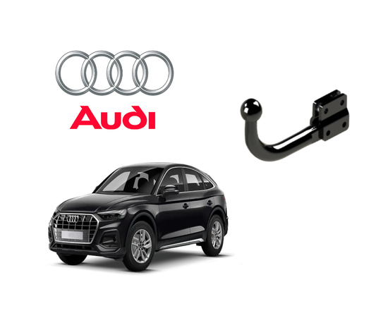 In questa immagine troviamo la bellissima Audi Q5 Sportback sulla quale potrà essere montato il relativo gancio (compatibile anche con S-Line e Plug-in ibrida) rappresentato in foto. Si tratta di un gancio di traino fisso la quale installazione comporta un taglio necessario sul paraurti che resta visibile. Prezzo iva esclusa. Per ulteriori informazioni si prega di contattare il seguente numero 3791116395 (anche via Whatsapp)