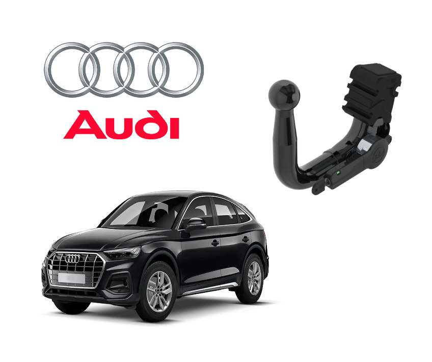 In questa immagine troviamo la bellissima Audi Q5 Sportback sulla quale potrà essere montato il relativo gancio (compatibile anche con S-Line e Plug-in Ibrida) rappresentato in foto. Si tratta di un gancio di traino estraibile verticale la quale installazione comporta un taglio necessario sul paraurti che tuttavia resta visibile. Prezzo iva esclusa. Per ulteriori informazioni si prega di contattare il seguente numero 3791116395 (anche via Whatsapp)